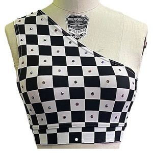 Brittany Allen Black and White Checkered Bra